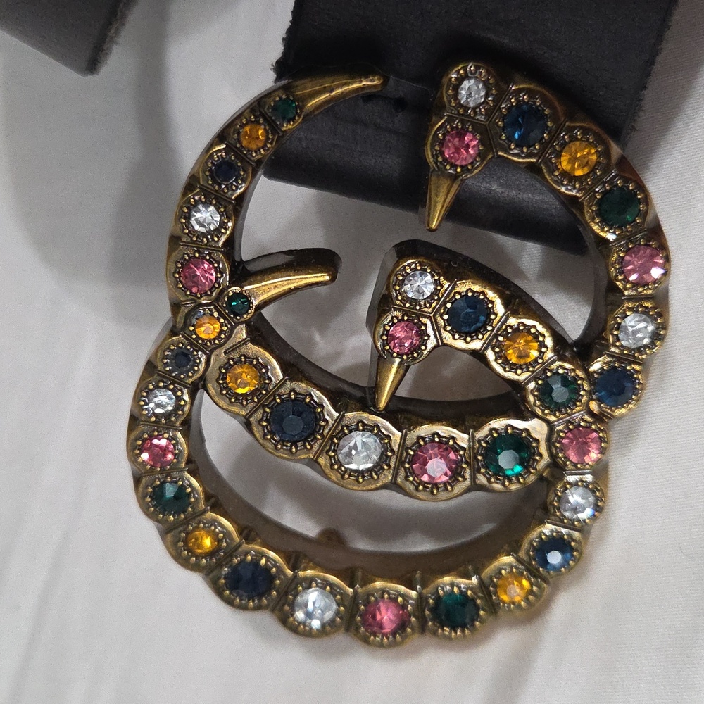 Gucci Gem Belt Leather GG Buckle - Picture 4 of 14